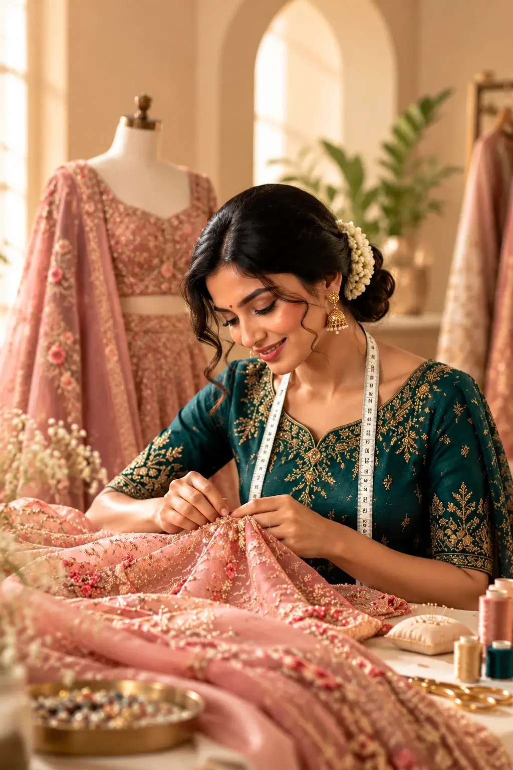 Custom stitching at Sangeethaz Designer Boutique